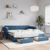 vidaXL Slaapbank met onderschuifbed en lades 90x200 cm fluweel blauw