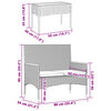 vidaXL Tuinbank 2-zits met kussens en tafel poly rattan grijs