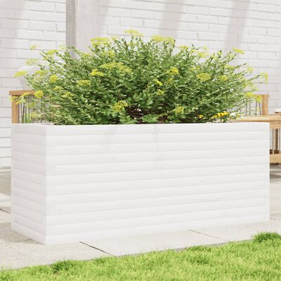 vidaXL Plantenbak 110x40x46 cm massief grenenhout wit