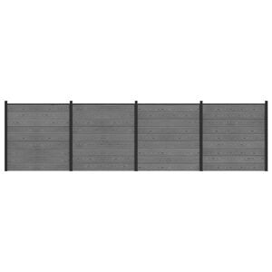 vidaXL Hek set 699 x 186 cm WPC en Aluminium Grijs