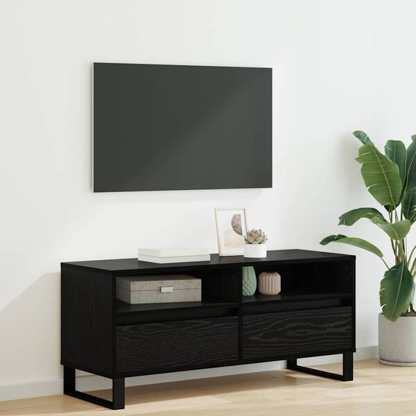 vidaXL TV-kast met lade Zwart Eiken 100 x 34,5 x 44,5 cm