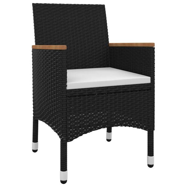 vidaXL 3-delige Tuinset met kussens poly rattan en glas