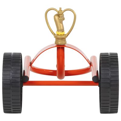 vidaXL Sproeierslede op wielen met draaibare kop staal rood