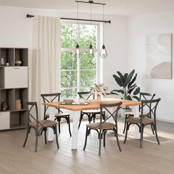 vidaXL Eettafel met levende rand 180x120x74 cm massief eikenhout rechthoekig