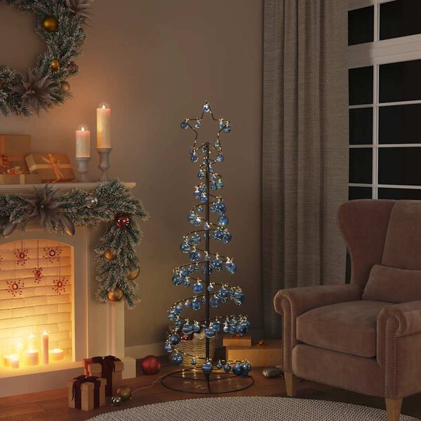 vidaXL LED-kerstboom met kerstballen 100 LED's warm wit 150 cm