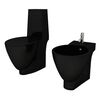 vidaXL Toilet- en bidetset keramiek zwart