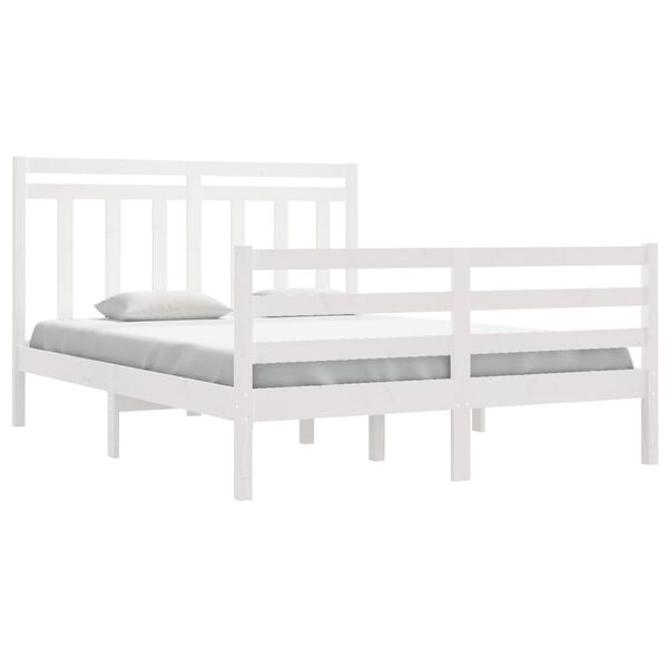 vidaXL Bedframe massief hout wit 135x190 cm
