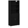 vidaXL Hoge kast 2 pcs Zwart Eiken 69,5 x 34 x 180 cm Bewerkt hout