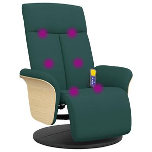vidaXL Massagestoel verstelbaar met voetensteun stof donkergroen