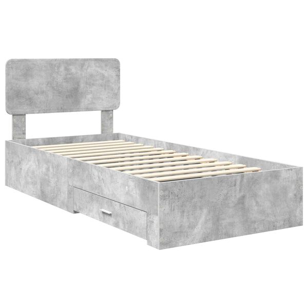vidaXL Bedframe met hoofdeinde Beton Grijs 100 x 200 cm Bewerkt hout
