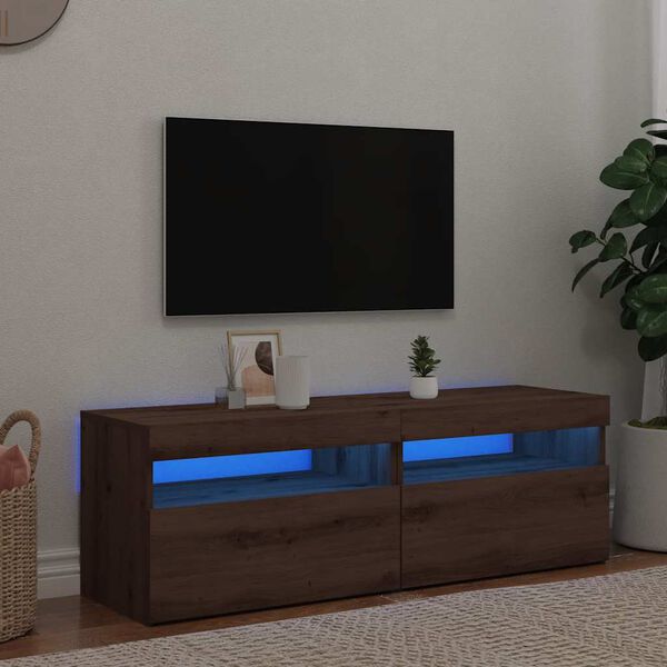 vidaXL Tv-meubels met LED 2 st bewerkt hout artisanaal eiken