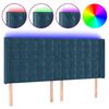 vidaXL Hoofdbord LED 163x16x118/128 cm fluweel donkerblauw