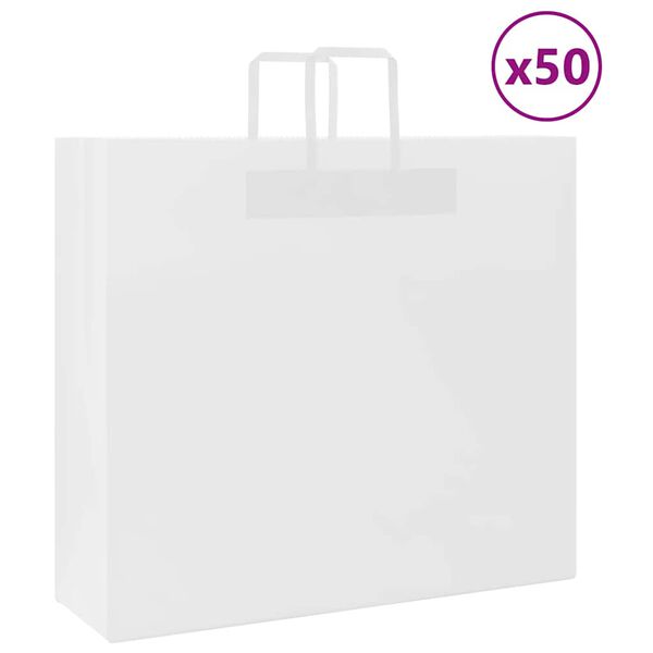 vidaXL Papieren zakken 50 st met hengsels 54x15x49 cm wit