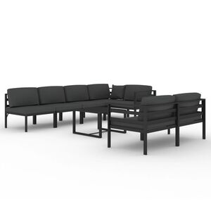 vidaXL 8-delige Loungeset met kussens aluminium antracietkleurig