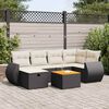 vidaXL 7-delige Loungeset met kussens poly rattan zwart