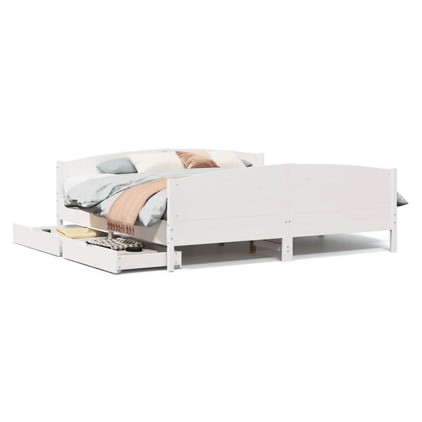 vidaXL Bedframe zonder matras massief grenenhout wit 200x200 cm