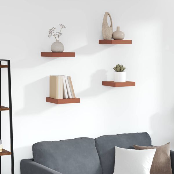 vidaXL Wandplank met opslag 4 pcs Rood 23 x 23,5 x 4 cm Bewerkt hout