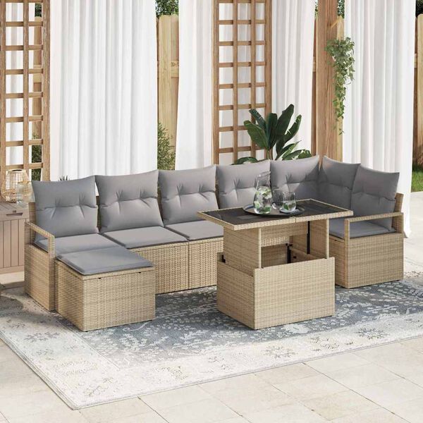 vidaXL Tuin Sofa Set met kussen 8 pcs beige en lichtgrijs