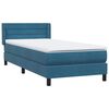 vidaXL Boxspring met matras fluweel donkerblauw 100x220 cm