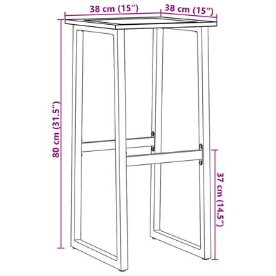 vidaXL Barkrukken 2 st 38x38x80 cm gepoedercoat staal zwart