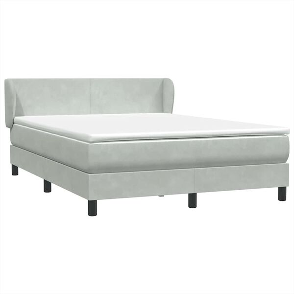 vidaXL Boxspring met matras fluweel lichtgrijs 160x210 cm