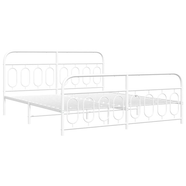 vidaXL Bedframe met hoofd- en voeteneinde metaal wit 160x200 cm