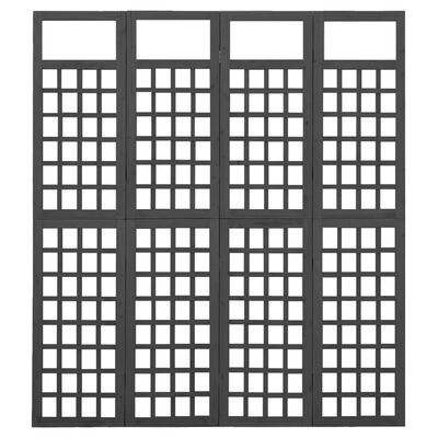 vidaXL Kamerscherm/trellis met 4 panelen161x180 cm vurenhout zwart