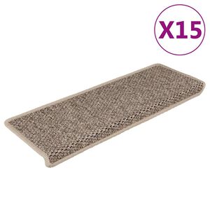 vidaXL Trapmatten zelfklevend 15 st sisal-look 65x21x4 cm donkerbeige