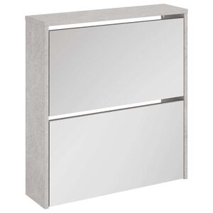vidaXL Schoenenkast met spiegel 2-laags 63x17x67 cm betongrijs