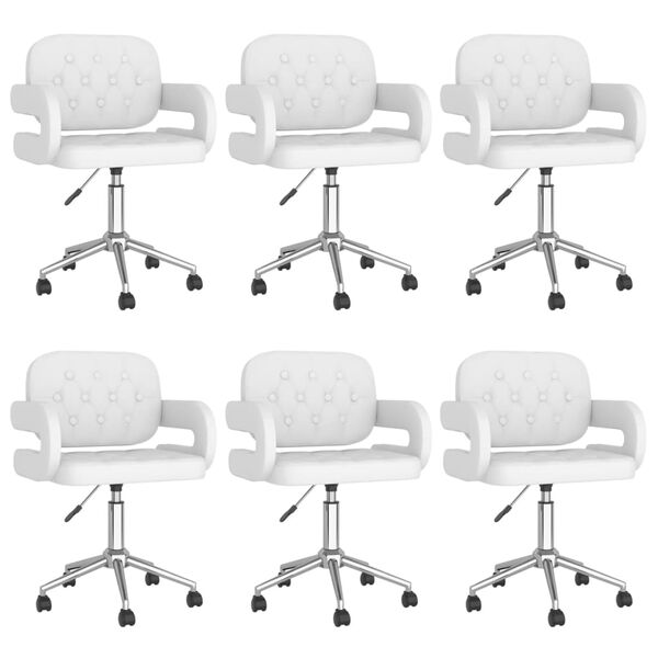 vidaXL Eetkamerstoelen draaibaar 6 st kunstleer wit