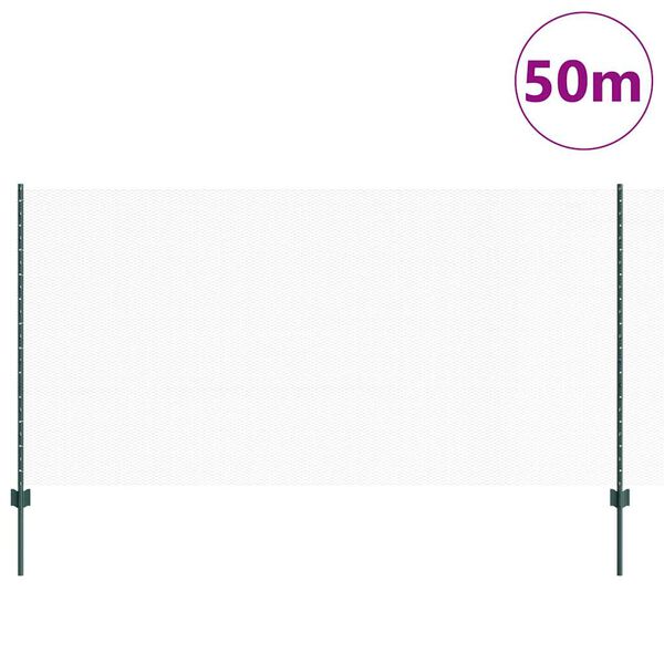 vidaXL Hek met Paal Groen 1,2 x 50 m Staal en PVC