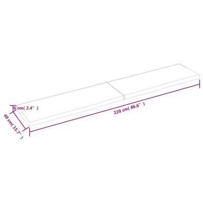 vidaXL Wastafelblad 220x40x(2-6) cm behandeld massief hout lichtbruin