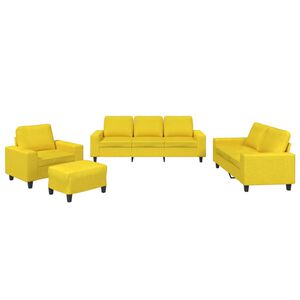 vidaXL 4-delige Loungeset stof lichtgeel