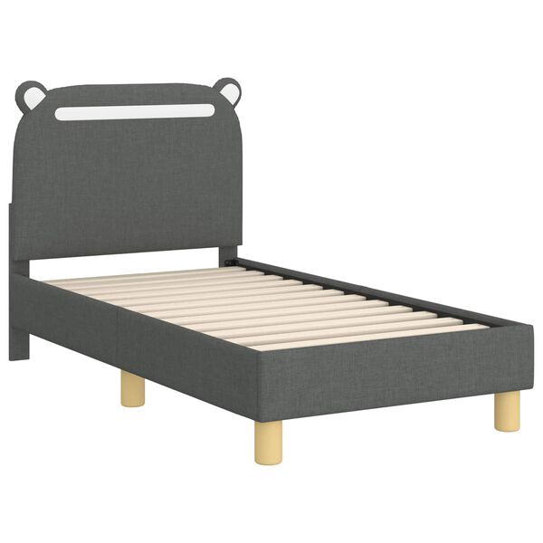 vidaXL Peuterbedframe met hoofdbord Donkergrijs 70 x 140 cm Stof