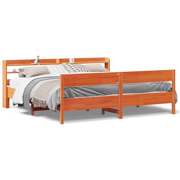 vidaXL Bedframe zonder matras massief grenenhout wasbruin 180x200 cm
