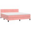 vidaXL Boxspring met matras en LED fluweel roze 160x200 cm