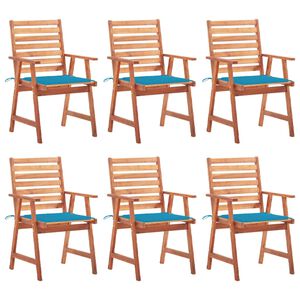 vidaXL Tuinstoelen 6 st met kussens massief acaciahout