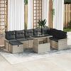 vidaXL Tuin Sofa Set met kussen met opslag 9 pcs Lichtgrijs Poly riet