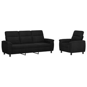 vidaXL Bankstel 2 pcs Zwart Stof