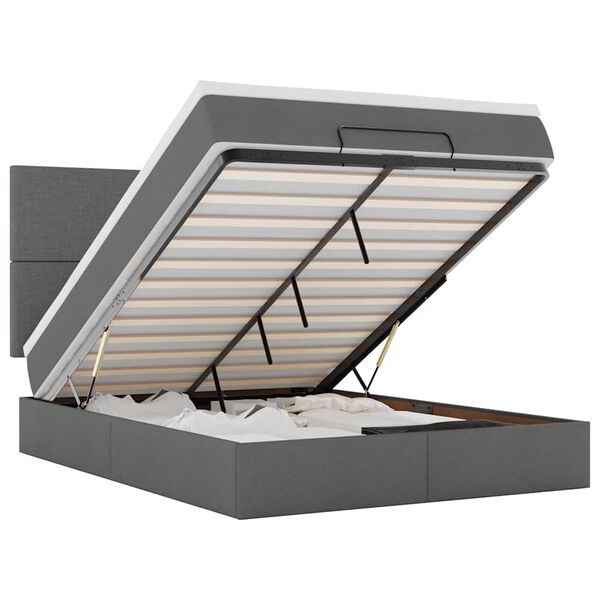 vidaXL Ottoman bed met matras 140x200cm stof donkergrijs