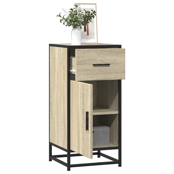 vidaXL Dressoir 35,5x35x76 cm bewerkt hout en metaal sonoma eikenkleur