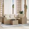 vidaXL 5-delige Loungeset met kussens poly rattan beige
