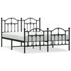 vidaXL Bedframe met hoofd- en voeteneinde metaal zwart 150x200 cm