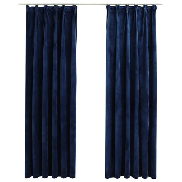 vidaXL Gordijnen verduisterend 2 st met haken 140x225 cm fluweel blauw