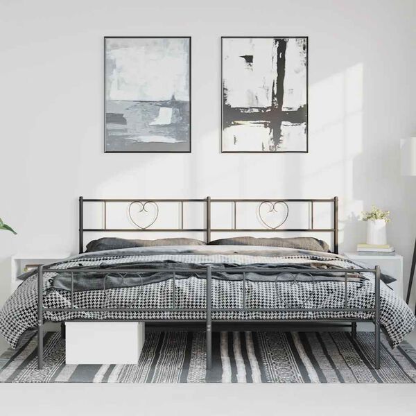 vidaXL Bedframe met hoofd- en voeteneinde metaal zwart 193x203 cm