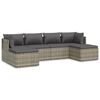 vidaXL 6-delige Loungeset met kussens poly rattan grijs