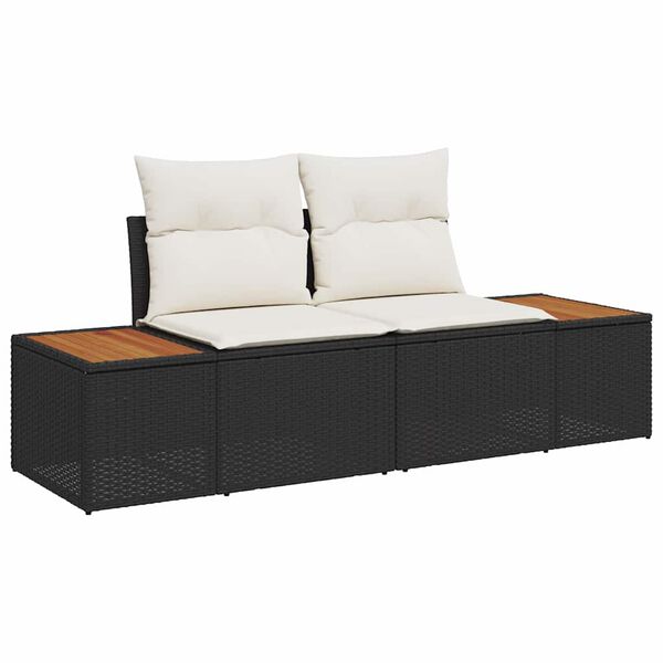 vidaXL Tuin Sofa Set met kussen 5 pcs Zwart en Cr&egrave;me Poly Rattan