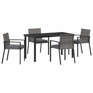 vidaXL Tuin eettafelset 5 pcs Grijs Gepoedercoat staal