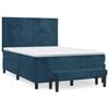 vidaXL Boxspring met matras fluweel donkerblauw 140x190 cm