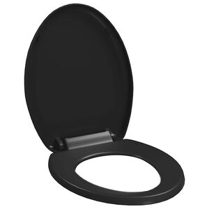 vidaXL Toiletbril soft-close met quick-release ontwerp zwart
